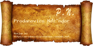 Prodanovics Nándor névjegykártya